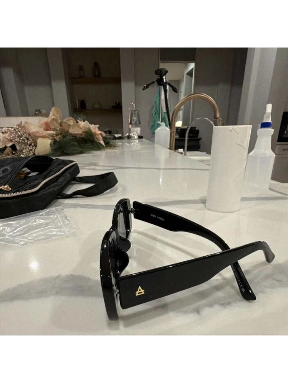 AIRE Ceres Rectangle Black Plastic Sunglasses Smoke womens or mens